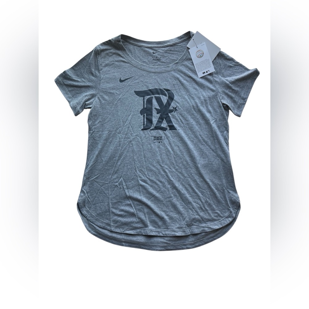 Nike Women's Texas Rangers Gray Graphic T-Shirt Sporty Athletic Baseball